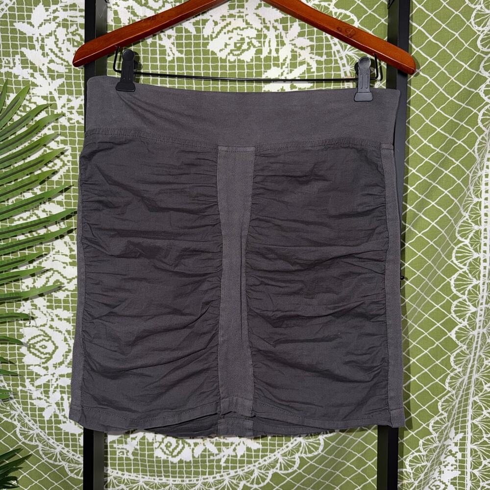 Vintage XCVI Dark Gray Ruched Stretch Mini Skirt Size Small Cotton Blend